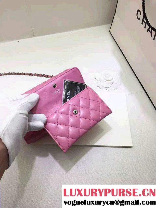Chanel Lambskin Coco Wallet On Chain WOC Bag A81122 Pink 2016