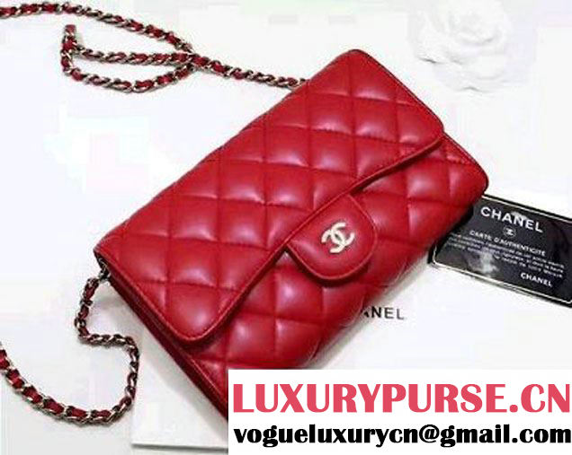 Chanel Lambskin Coco Wallet On Chain WOC Bag A81122 Red 2016