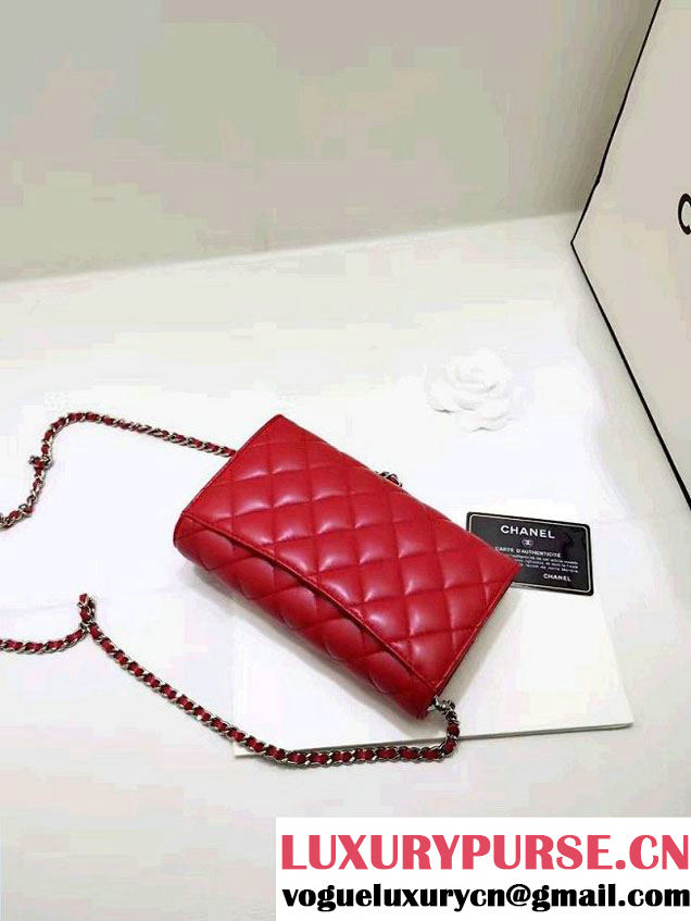 Chanel Lambskin Coco Wallet On Chain WOC Bag A81122 Red 2016