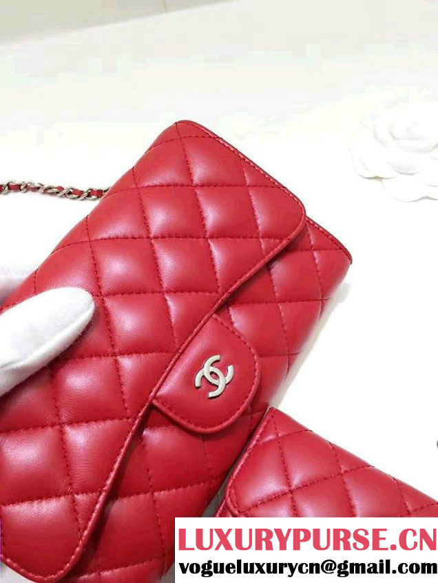 Chanel Lambskin Coco Wallet On Chain WOC Bag A81122 Red 2016