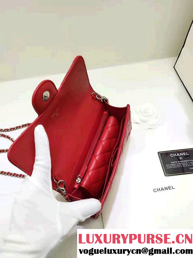 Chanel Lambskin Coco Wallet On Chain WOC Bag A81122 Red 2016