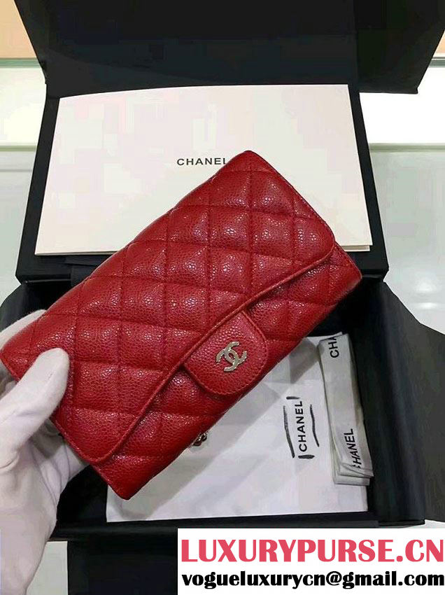 Chanel Caviar Leather Coco Wallet On Chain WOC Bag A81122 Red 2016