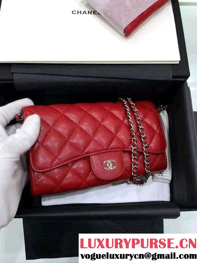 Chanel Caviar Leather Coco Wallet On Chain WOC Bag A81122 Red 2016