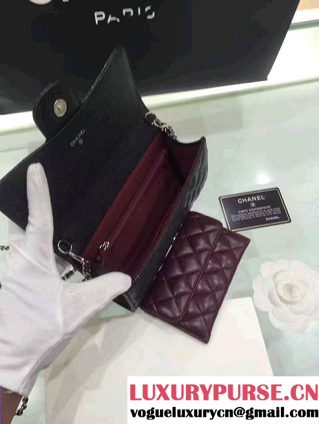 Chanel Caviar Leather Coco Wallet On Chain WOC Bag A81122 Black 2016