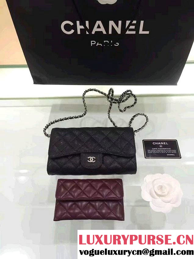Chanel Caviar Leather Coco Wallet On Chain WOC Bag A81122 Black 2016