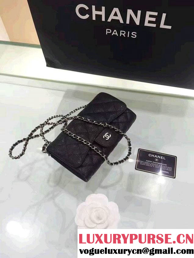 Chanel Caviar Leather Coco Wallet On Chain WOC Bag A81122 Black 2016