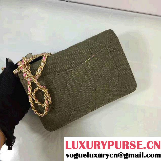 Chanel Canvas Charms Wallet On Chain WOC Bag A33814 Army Green Cruise 2017