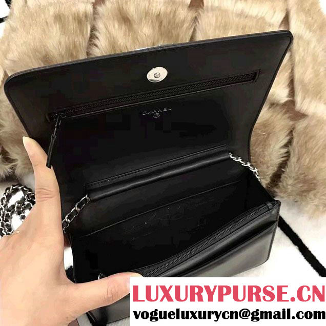 Chanel Boy Suede and Strass Wallet On Chain WOC Bag A80287 Black Cruise 2017