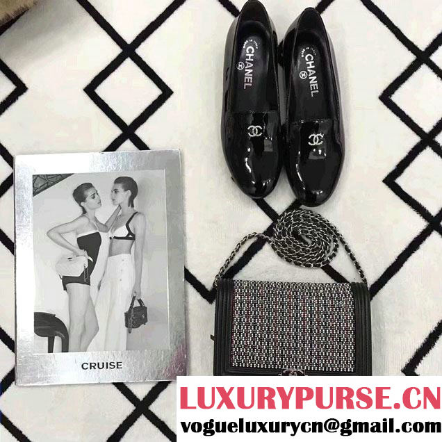 Chanel Boy Suede and Strass Wallet On Chain WOC Bag A80287 Black Cruise 2017