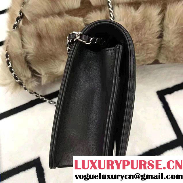 Chanel Boy Suede and Strass Wallet On Chain WOC Bag A80287 Black Cruise 2017