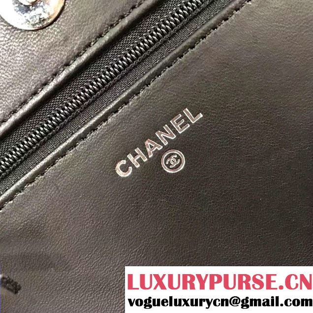 Chanel Boy Suede and Strass Wallet On Chain WOC Bag A80287 Black Cruise 2017