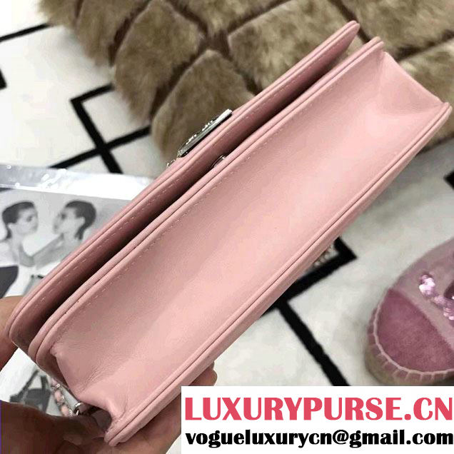Chanel Boy Suede and Strass Wallet On Chain WOC Bag A80287 Pink Cruise 2017