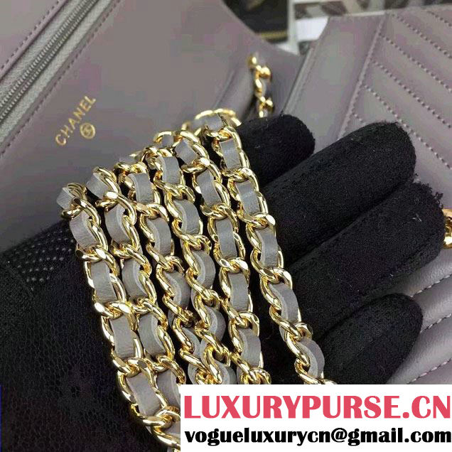 Chanel Quilting Chevron Wallet On Chain WOC Bag