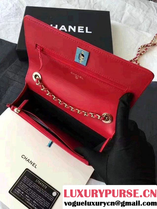 Chanel Lambskin Metal Wallet On Chain WOC Bag A80982 2017