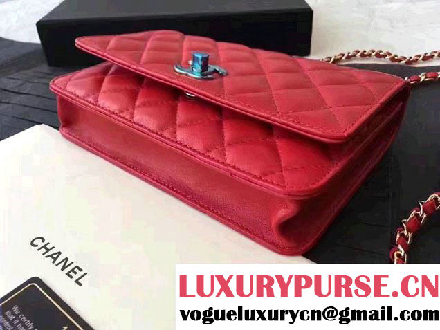 Chanel Lambskin Metal Wallet On Chain WOC Bag A80982 2017