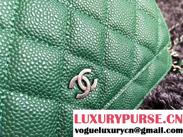 Chanel Grained Metal Wallet On Chain WOC Bag A80982 Green 2017
