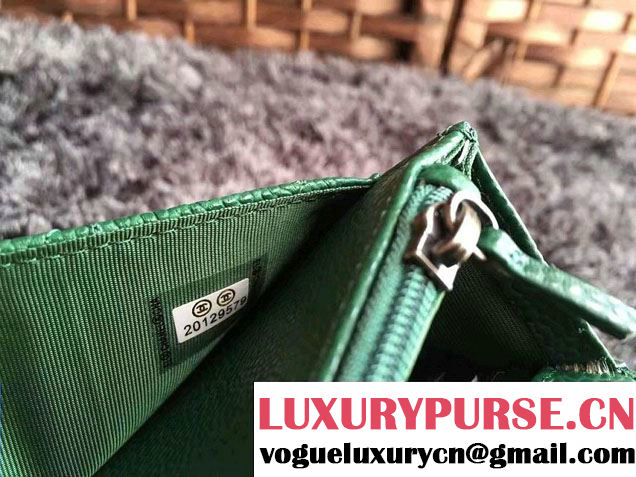 Chanel Grained Metal Wallet On Chain WOC Bag A80982 Green 2017