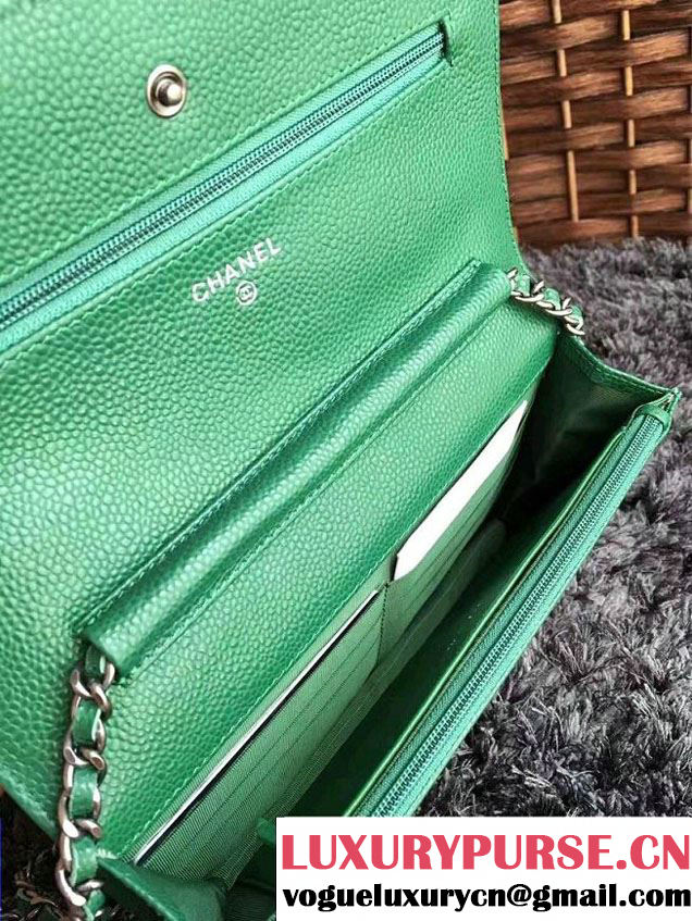 Chanel Grained Metal Wallet On Chain WOC Bag A80982 Green 2017