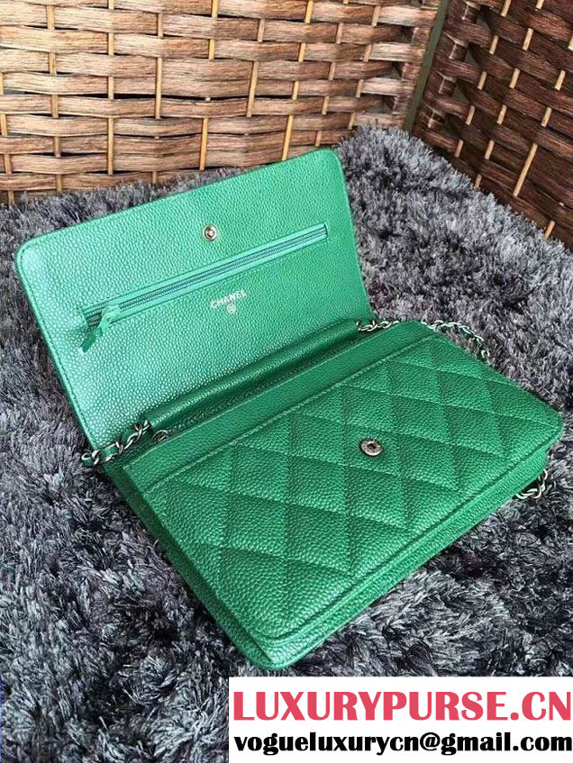 Chanel Grained Metal Wallet On Chain WOC Bag A80982 Green 2017