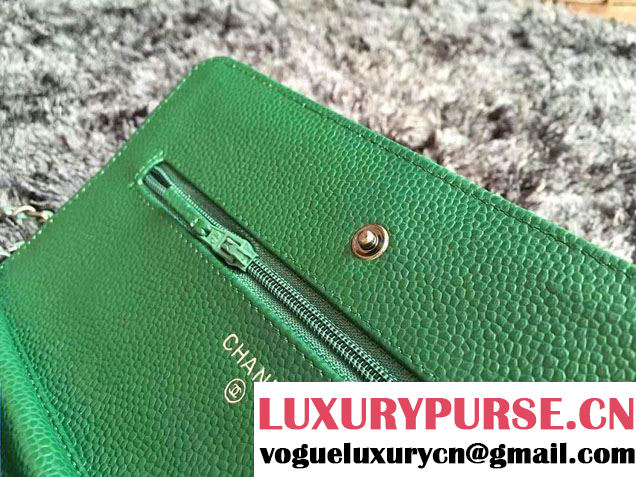 Chanel Grained Metal Wallet On Chain WOC Bag A80982 Green 2017