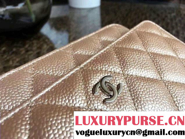 Chanel Grained Metal Wallet On Chain WOC Bag A80982 Gold 2017