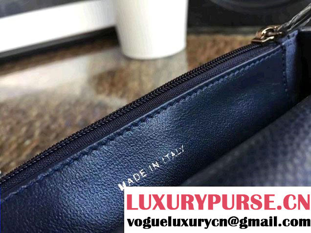 Chanel Grained Metal Wallet On Chain WOC Bag A80982 Navy Blue 2017