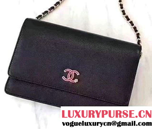 Chanel Grained Metal Wallet On Chain WOC Bag A80982 Black 2017