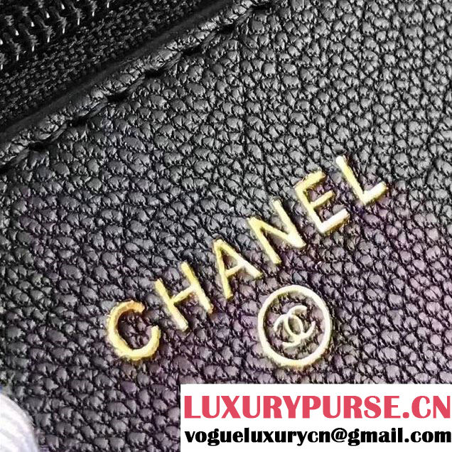 Chanel Grained Metal Wallet On Chain WOC Bag A80982 Black 2017