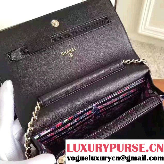 Chanel Grained Metal Wallet On Chain WOC Bag A80982 Black 2017