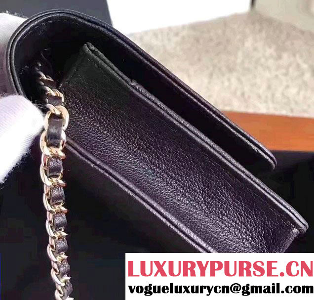 Chanel Grained Metal Wallet On Chain WOC Bag A80982 Black 2017
