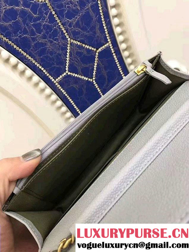 Chanel Boy Wallet On Chain WOC Bag In Grained Leather Gary/Gold