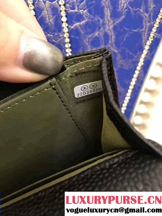 Chanel Boy Wallet On Chain WOC Bag In Grained Leather Black/Gold
