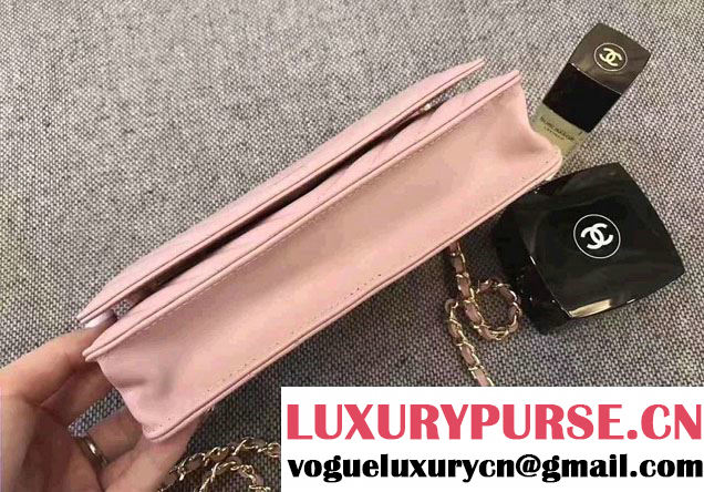 Chanel Chevron Wallet On Chain WOC Bag Pink/Gold