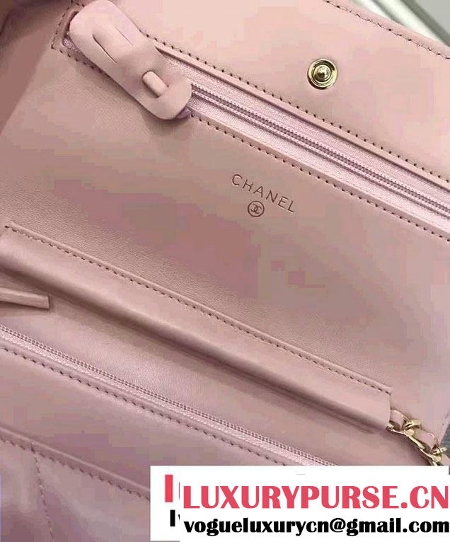 Chanel Chevron Wallet On Chain WOC Bag Pink/Gold