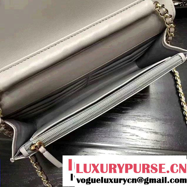 Chanel Chevron Wallet On Chain WOC Bag Gary/Gold