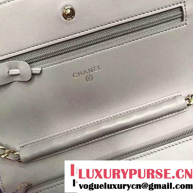 Chanel Chevron Wallet On Chain WOC Bag Gary/Gold