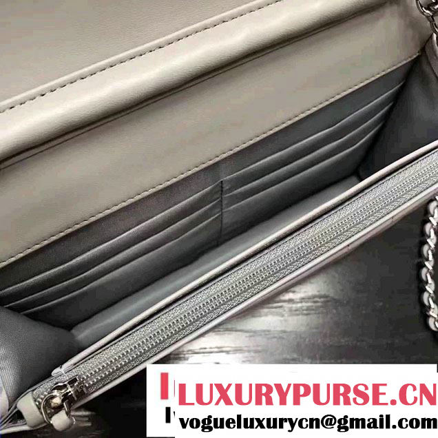Chanel Chevron Wallet On Chain WOC Bag Gary/Sliver