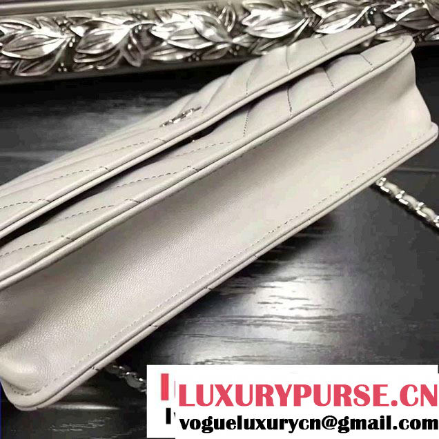 Chanel Chevron Wallet On Chain WOC Bag Gary/Sliver