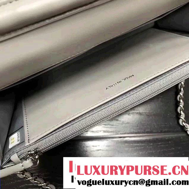 Chanel Chevron Wallet On Chain WOC Bag Gary/Sliver