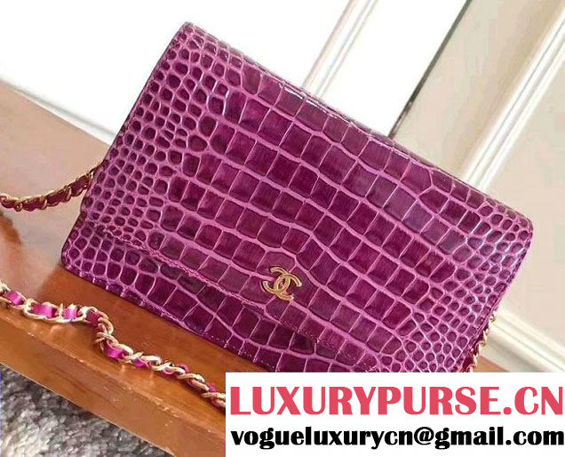 Chanel Croco Pattern Wallet On Chain WOC Bag 2017