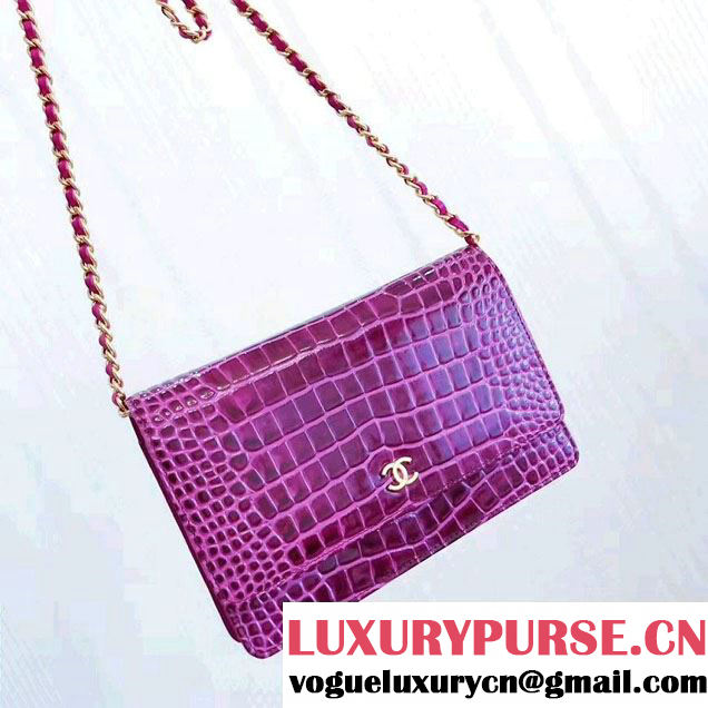 Chanel Croco Pattern Wallet On Chain WOC Bag 2017