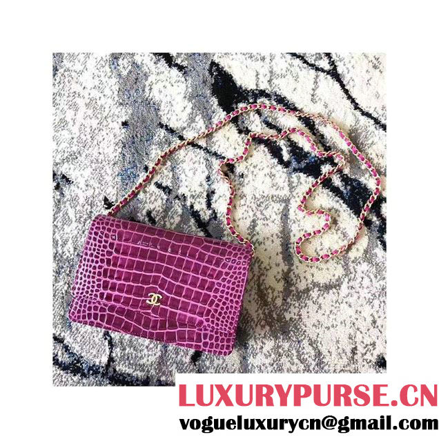 Chanel Croco Pattern Wallet On Chain WOC Bag 2017