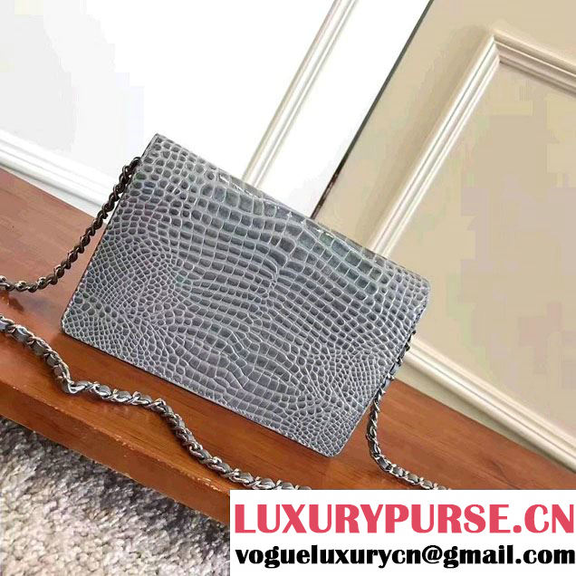 Chanel Croco Pattern Wallet On Chain WOC Bag 2017