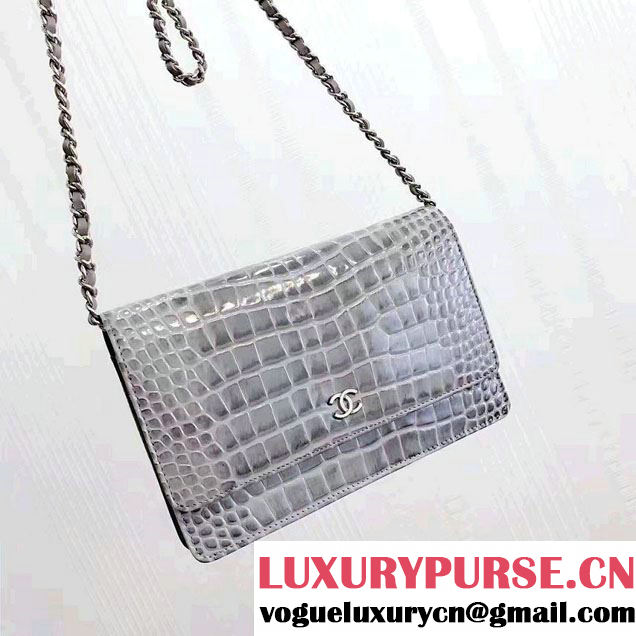 Chanel Croco Pattern Wallet On Chain WOC Bag 2017