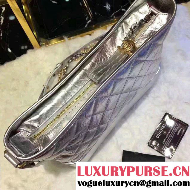 Chanel Gabrielle Medium Hobo Bag A91810 Sliver 2017