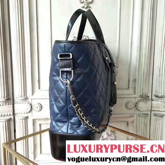 Chanel Gabrielle Large Hobo Shopping Tote Bag A93823 Dark Blue/Black 2017