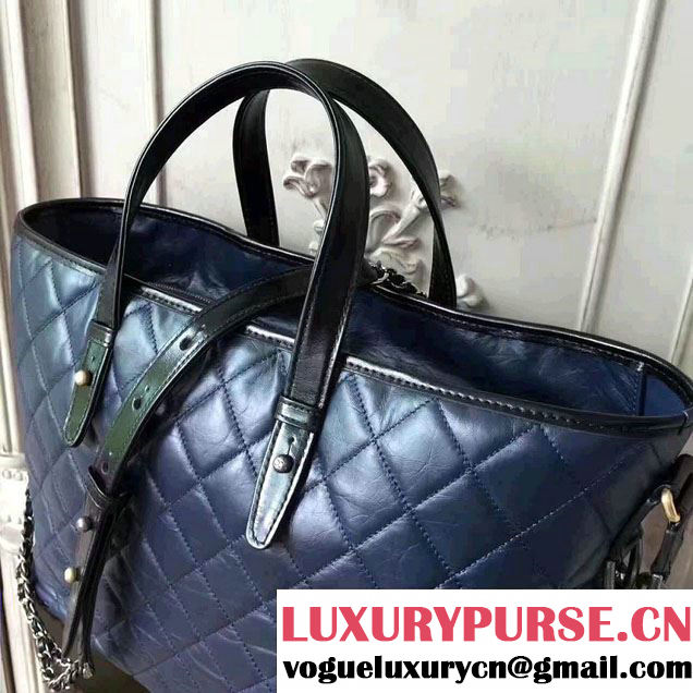 Chanel Gabrielle Large Hobo Shopping Tote Bag A93823 Dark Blue/Black 2017