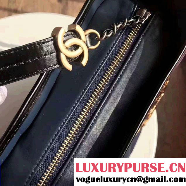 Chanel Gabrielle Metal Stud Embellished Medium Hobo Bag A93824 Dark Blue/Black 2017