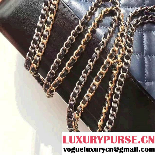 Chanel Gabrielle Metal Stud Embellished Medium Hobo Bag A93824 Dark Blue/Black 2017