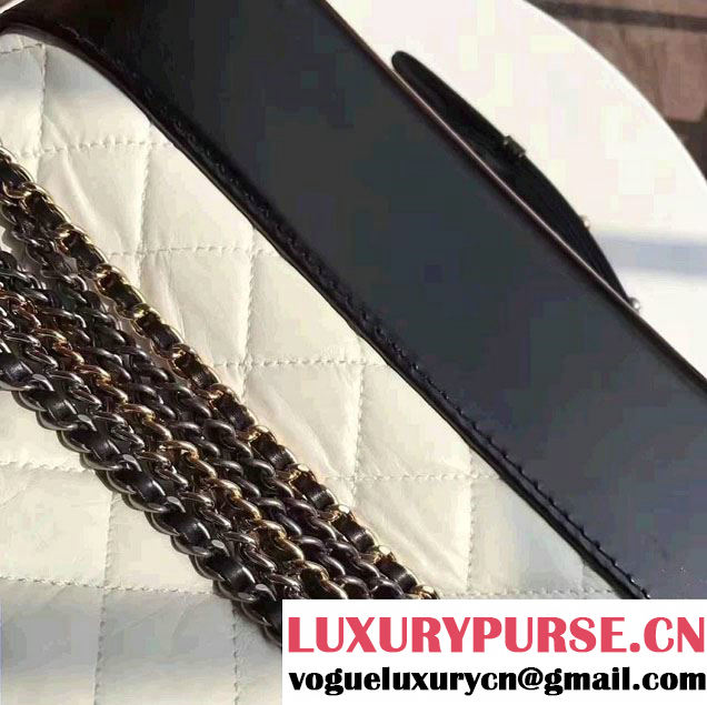 Chanel Gabrielle Metal Stud Embellished Medium Hobo Bag A93824 White/Black 2017